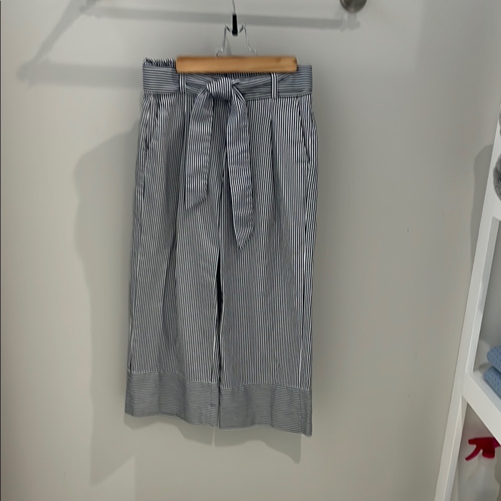 Striped Black and White Wide Legged Cropped